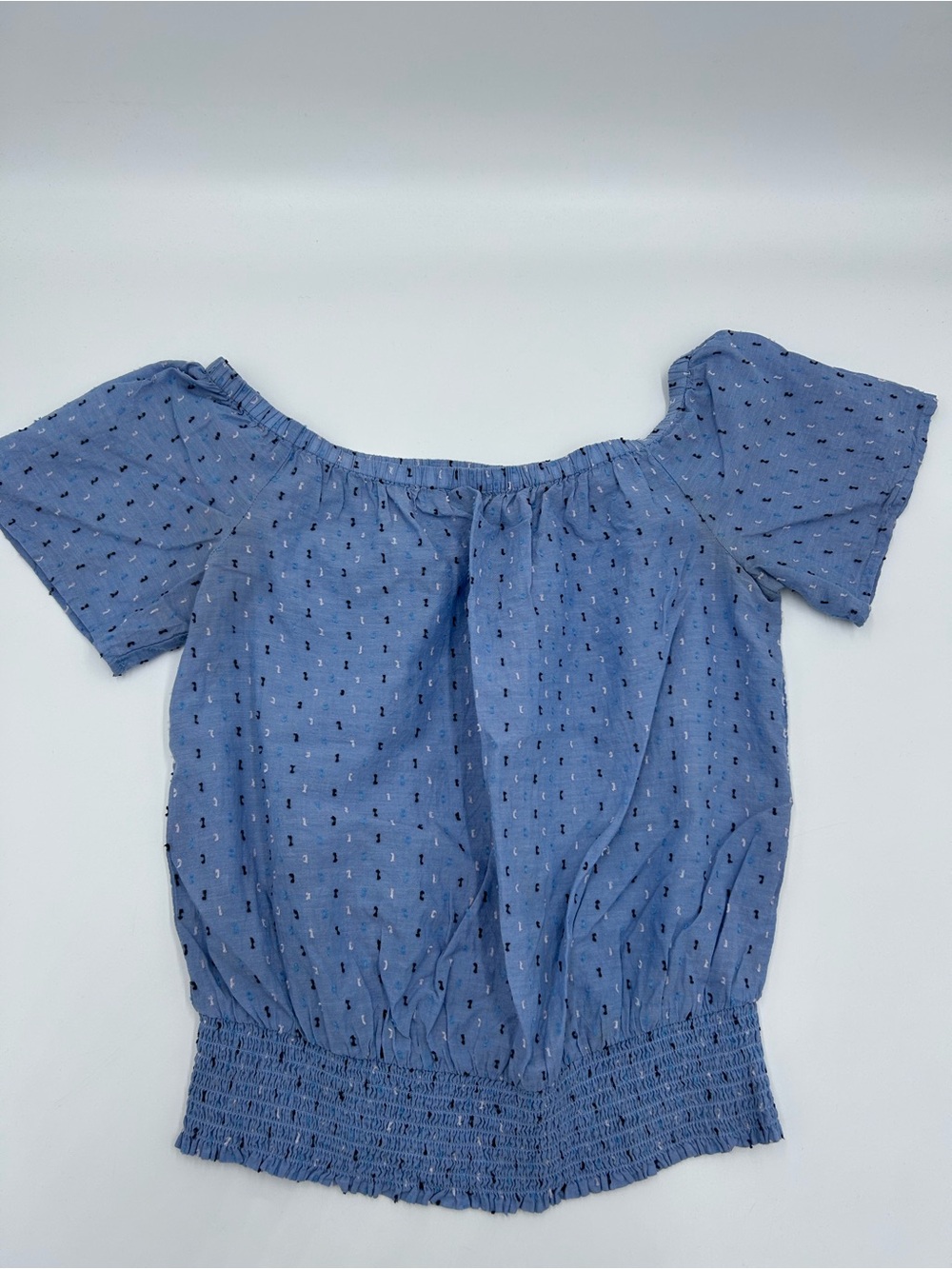 Ann Taylor Sky Blue Off-Shoulder Puff Sleeve Top M